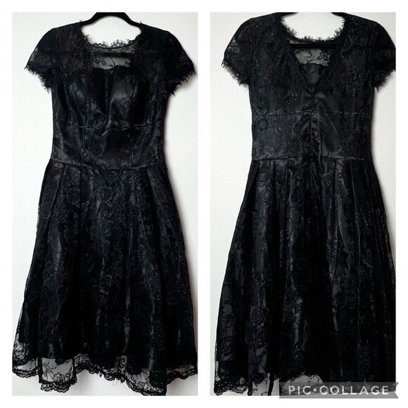 Grace Karin Dresses & Skirts - Grace Karin Black Lace Tea Length Dress Women’s 8